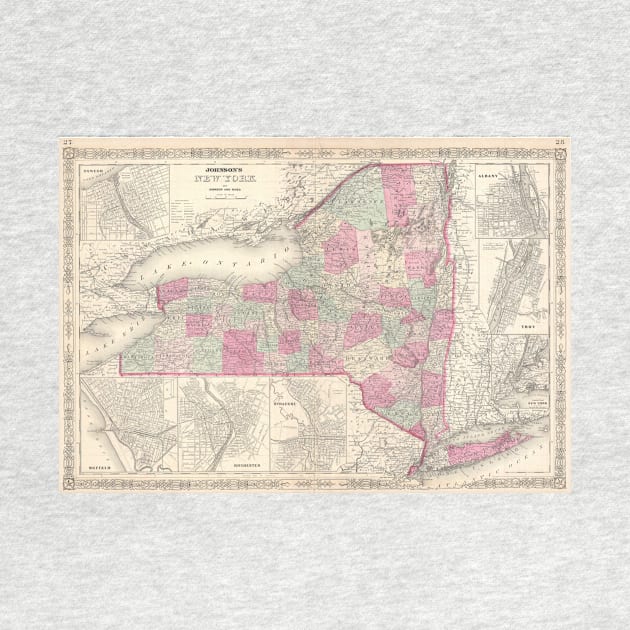 Vintage Map of New York (1864) by Bravuramedia